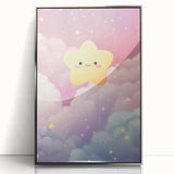 Nursery Wall Art - Cute Star & Cloud Pastel Kids Room Print