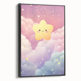 Nursery Wall Art - Cute Star & Cloud Pastel Kids Room Print