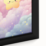 Nursery Wall Art - Cute Star & Cloud Pastel Kids Room Print