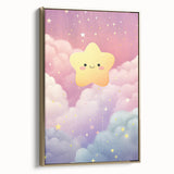 Nursery Wall Art - Cute Star & Cloud Pastel Kids Room Print