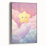 Nursery Wall Art - Cute Star & Cloud Pastel Kids Room Print