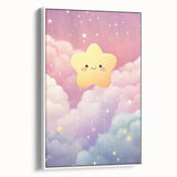 Nursery Wall Art - Cute Star & Cloud Pastel Kids Room Print