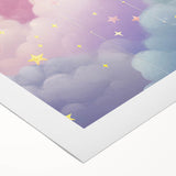 Nursery Wall Art - Cute Star & Cloud Pastel Kids Room Print