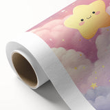 Nursery Wall Art - Cute Star & Cloud Pastel Kids Room Print