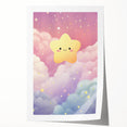 Nursery Wall Art - Cute Star & Cloud Pastel Kids Room Print