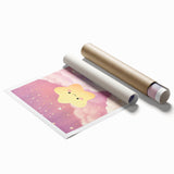 Nursery Wall Art - Cute Star & Cloud Pastel Kids Room Print