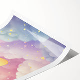 Nursery Wall Art - Cute Star & Cloud Pastel Kids Room Print