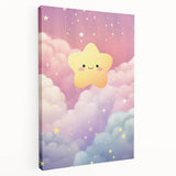 Nursery Wall Art - Cute Star & Cloud Pastel Kids Room Print