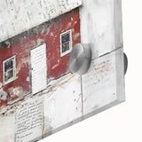 Close-up of a vibrant landscape barn wall art piece, showcasing intricate details and rich colors on acrylic glass, ideal for rustic home decor.