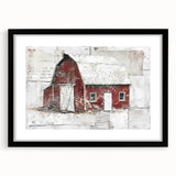 Black-framed landscape barn wall art featuring a tranquil rural scene with vibrant colors, perfect for home decor. Ideal for adding rustic charm to any space.