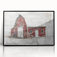 Framed acrylic wall art depicting a serene landscape with a rustic barn, featuring rich colors and detailed textures, ideal for home decor.