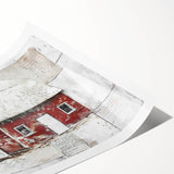 Rolled print of a rustic barn landscape wall art, showcasing vibrant colors and detailed textures, ideal for home decor and country-themed interiors.