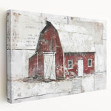 Stretched canvas wall art depicting a picturesque landscape with a rustic barn, showcasing vibrant colors and intricate detailing, perfect for home decor.