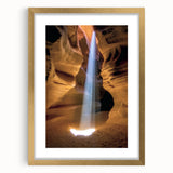 Framed landscape print showcasing a stunning canyon scene with golden matting, perfect for home decor. Ideal for nature lovers and art enthusiasts.