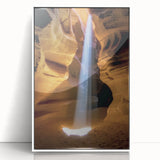 Framed acrylic landscape featuring stunning canyons in vibrant colors, displayed in a sleek white frame, ideal for modern home decor and nature enthusiasts.