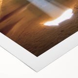 Landscape wall art rolled canvas depicting vibrant canyons in warm hues of orange and red, ideal for home decor or artistic displays in living spaces.