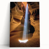 Stretched canvas artwork depicting a vibrant landscape of canyons in warm hues, ideal for home decor, showcasing natural beauty and serene ambiance.