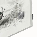 Close-up of a vibrant acrylic landscape artwork displayed on glass, showcasing vivid colors and intricate details, perfect for modern home decor.