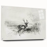 Acrylic glass artwork featuring a vibrant landscape design, showcasing rich colors and intricate details, displayed from a side view with decorative pins.