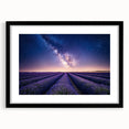 Black-framed landscape art print featuring lush green fields under a bright blue sky, elegantly matted for a polished look, perfect for home decor.