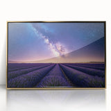 Framed acrylic artwork depicting a serene landscape of rolling fields in gold and green hues, designed to enhance modern home decor with elegance and style.