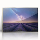 Framed acrylic artwork showcasing a serene landscape of rolling green fields under a bright blue sky, ideal for enhancing home decor with nature-inspired aesthetics.