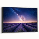 Framed canvas artwork depicting a serene landscape with vibrant green fields, set against a black frame, showcasing a side view for elegant home decor.