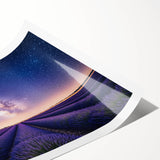 Vibrant rolled print showcasing a serene landscape with green fields and blue skies, wrapped securely in a protective cardboard tube for easy display.