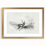 Elegant gold-framed landscape artwork with a white mat, showcasing serene natural scenery. Perfect for home decor, adding sophistication and warmth to any space.