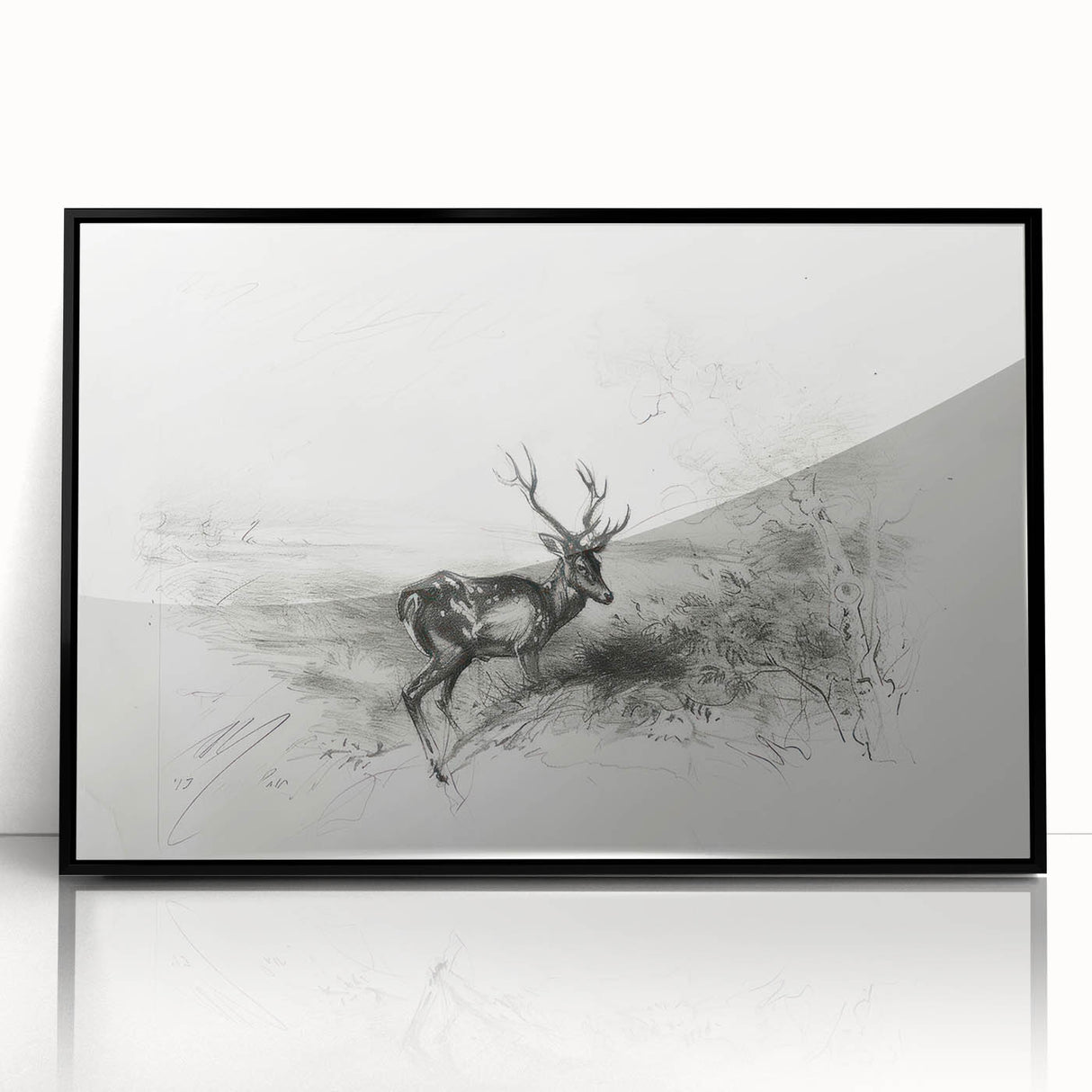 Framed acrylic landscape artwork with a sleek black border, showcasing vibrant colors and intricate details, perfect for modern home decor and art enthusiasts.