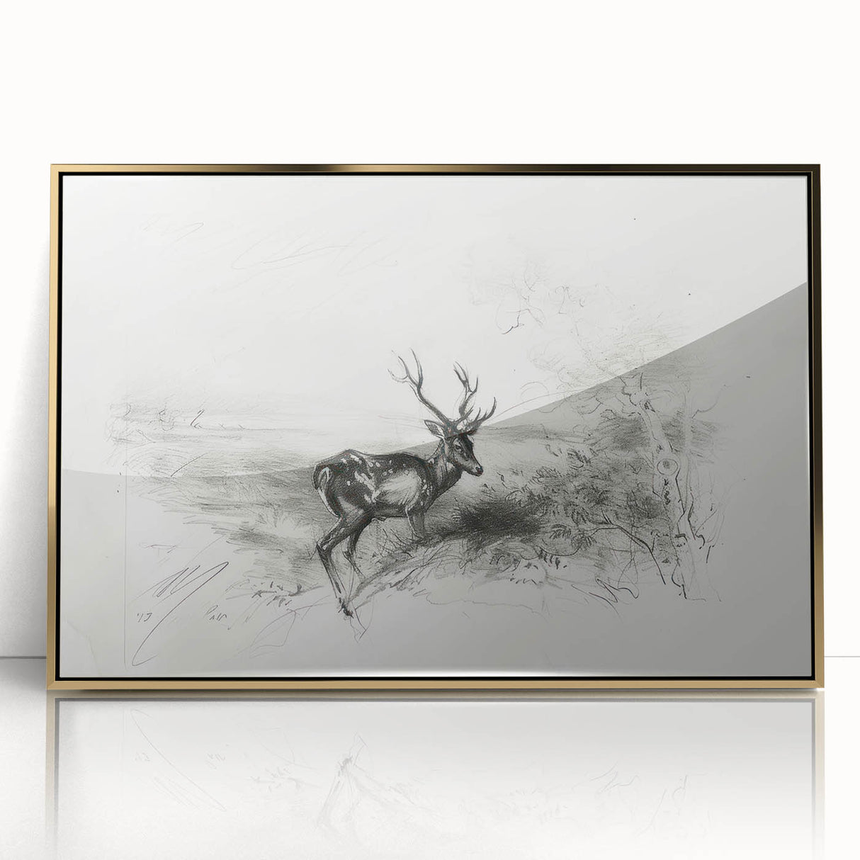 Framed acrylic landscape artwork featuring a stunning gold border, showcasing vibrant colors and intricate details, ideal for enhancing home decor aesthetics.