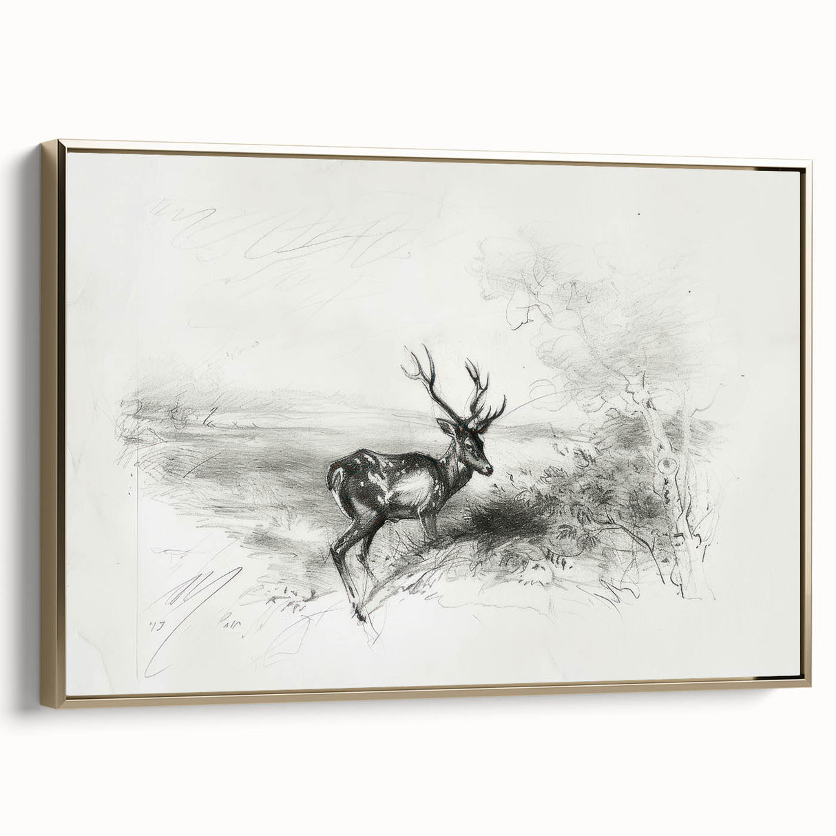 Framed canvas artwork depicting a serene landscape with rich gold accents, showcasing vibrant colors and intricate details, ideal for home decor enhancement.