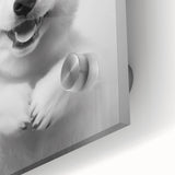 Smiling Polar Dog Bathroom Wall Art - Minimalist Black and White Decor
