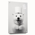 Smiling Polar Dog Bathroom Wall Art - Minimalist Black and White Decor