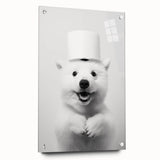 Smiling Polar Dog Bathroom Wall Art - Minimalist Black and White Decor