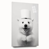 Smiling Polar Dog Bathroom Wall Art - Minimalist Black and White Decor
