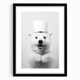 Smiling Polar Dog Bathroom Wall Art - Minimalist Black and White Decor