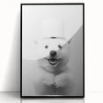 Smiling Polar Dog Bathroom Wall Art - Minimalist Black and White Decor