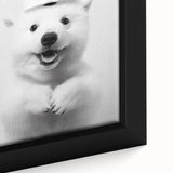 Smiling Polar Dog Bathroom Wall Art - Minimalist Black and White Decor