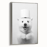 Smiling Polar Dog Bathroom Wall Art - Minimalist Black and White Decor