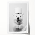 Smiling Polar Dog Bathroom Wall Art - Minimalist Black and White Decor