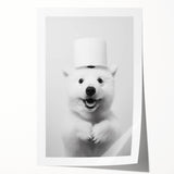 Smiling Polar Dog Bathroom Wall Art - Minimalist Black and White Decor