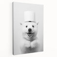 Smiling Polar Dog Bathroom Wall Art - Minimalist Black and White Decor