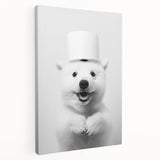 Smiling Polar Dog Bathroom Wall Art - Minimalist Black and White Decor