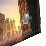 Large abstract wall art featuring mid-century modernist style landscapes of India in muted earth tones.