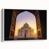 Vintage poster art of an Indian landscape in vibrant colors on a framed canvas, ideal for living room decor.