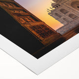 Art Deco poster of an Indian landscape in muted earth tones on rolled canvas, suitable for dining room or bathroom.