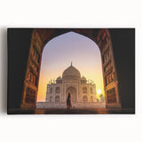 Black and white large art print of Indian scenery on stretched canvas, ideal for kitchen wall art.