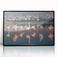 Large abstract wall art depicting a vibrant European Cyprus scenery, framed in black acrylic.