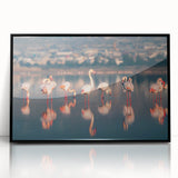 Large abstract wall art depicting a vibrant European Cyprus scenery, framed in black acrylic.